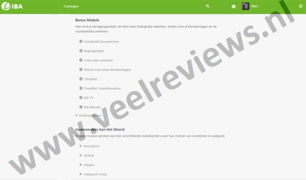 Op deze foto zie je de bonussen van IBA Coaching