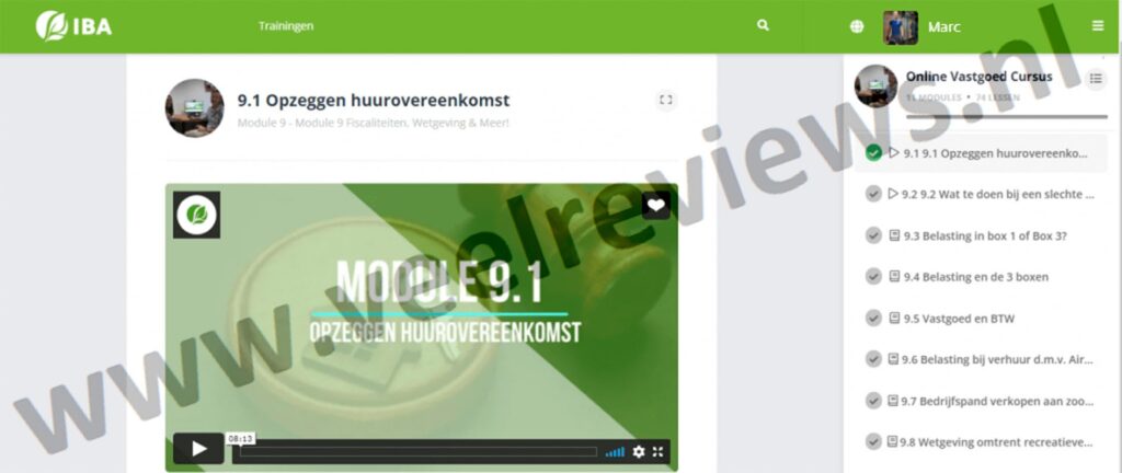 Op deze foto zie je Module 9: Fiscaliteit, Wetgeving & Meer van de vastgoed cursus van iba coaching