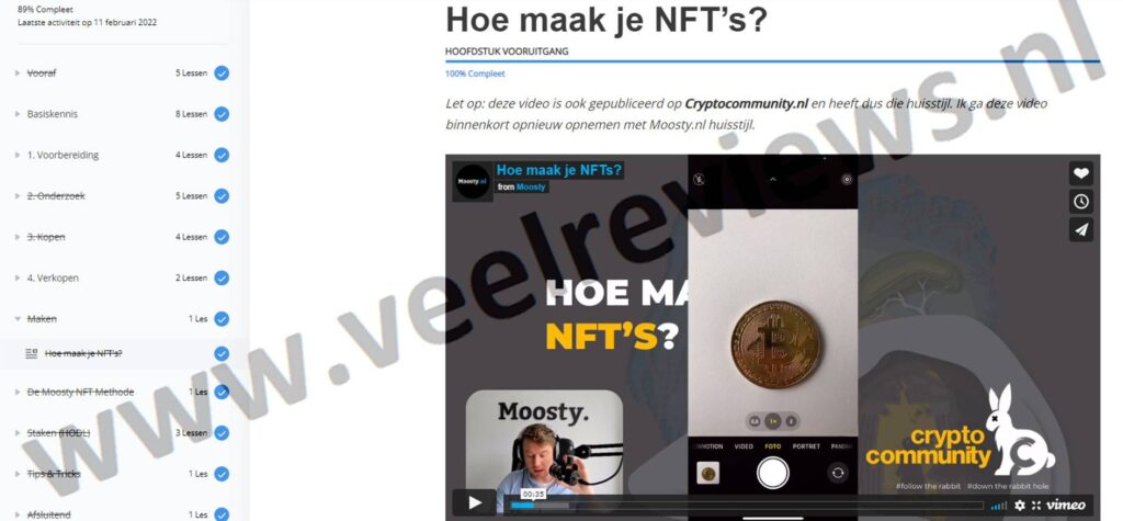 Op deze foto zie je Module 7 - Maken van Moosty´s NFT cursus