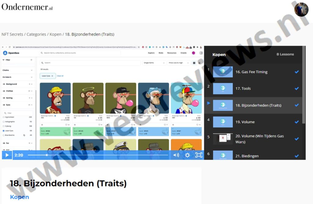 Op deze foto zie je Module 3 - NFT’s Kopen van NFT Secrets