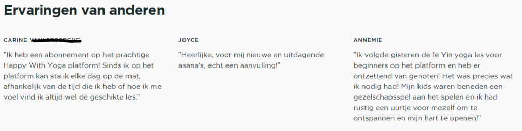 Op deze foto zie je Happy With Yoga ervaringen