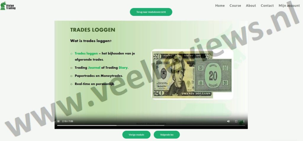 Op deze foto zie je Module #13: Trades loggen van de Daytrading Course