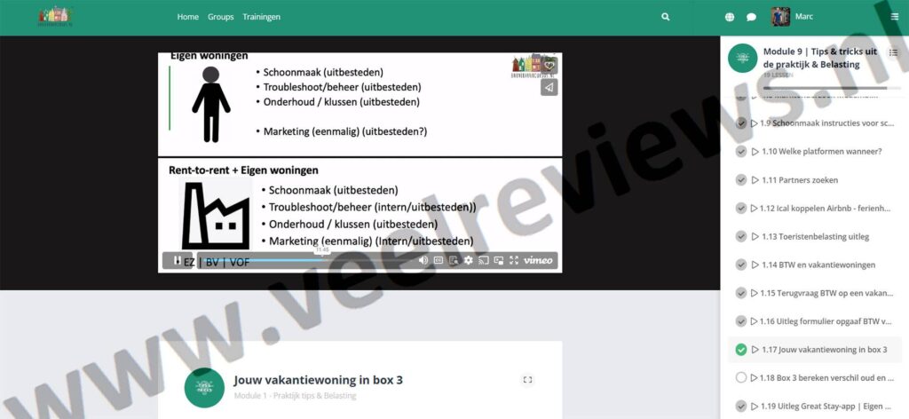 Op deze foto zie je Module 9 - Tips & Tricks uit de praktijk (14 jaar kennis...) van de BNBverhuurcursus