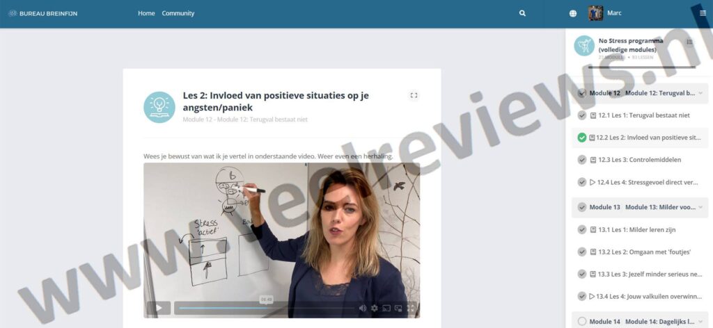 Op deze foto zie je Module 11: Terugval bestaat niet uit het No stress programma van Bureau Breinfijn