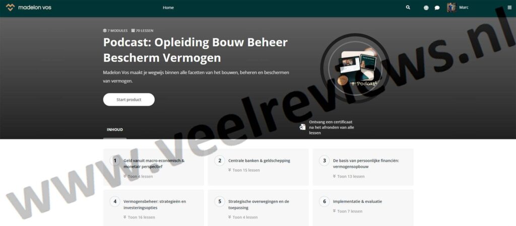 Op deze foto zie je de podcastvorm van de Opleiding Bouw Beheer Bescherm Vermogen van Madelon Vos