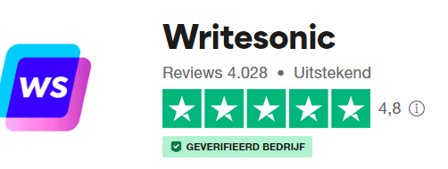 Op deze foto zie je de Writesonic trustpilot