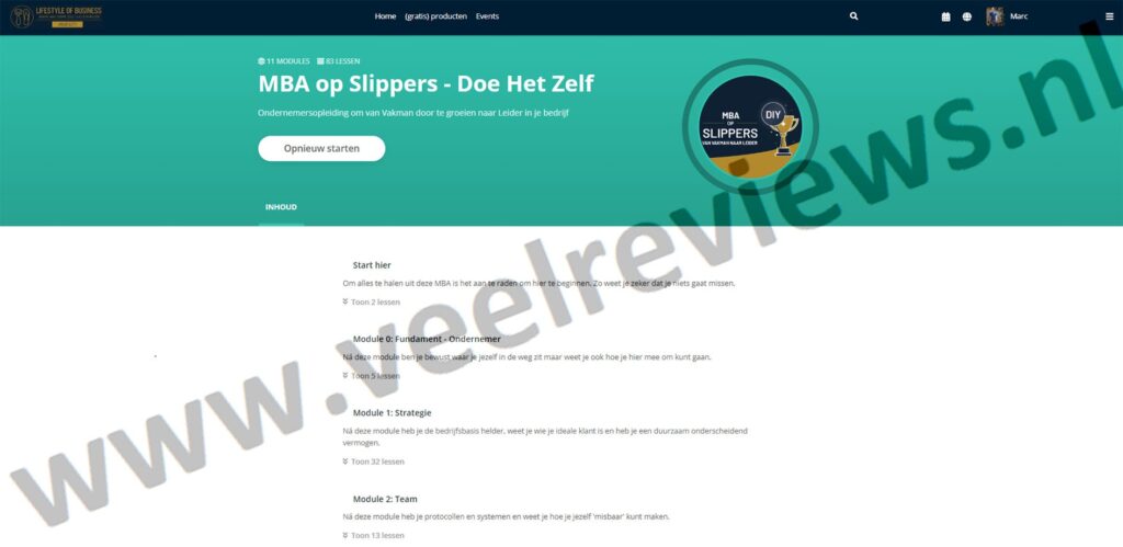 Op deze foto zie je het programma MBA Op Slippers van Lifestyle Of Business (LSOB)