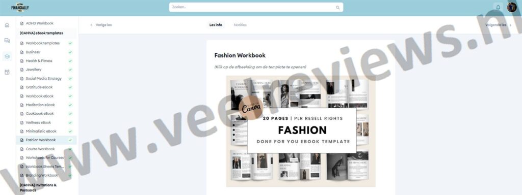 Op deze foto zie je de Fashion templates uit de PLR Library membership
