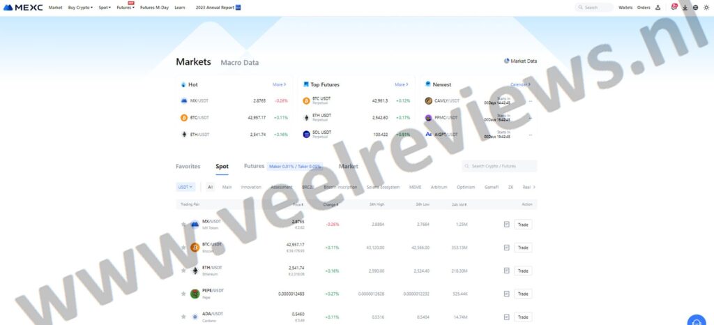 Op deze foto zie je Mexc. Mijn #5 van Beste crypto exchange