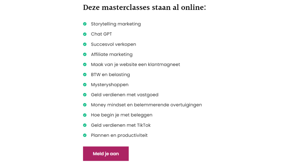 Op deze foto zie je het Sidehustle Mastermind. Mijn #2 van Memberships over geld verdienen & financiële vrijheid
