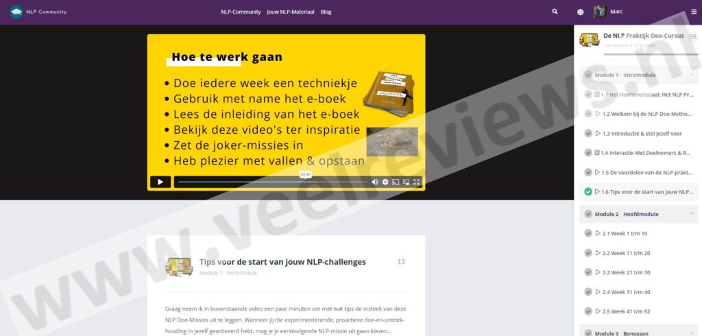Op deze foto zie je de cursus omgeving van de NLP Doe-Cursus (NLP College)