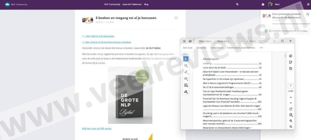 Op deze foto zie je de bonus NLP Bijbel Met Alle NLP Principes & Technieken van de NLP Doe-Cursus (NLP College)