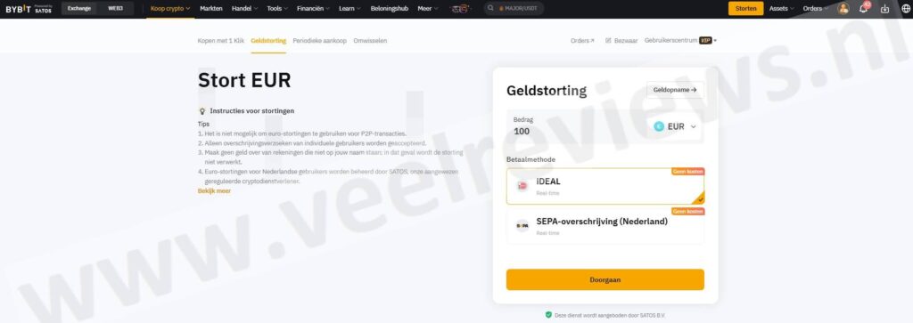 Op deze foto zie je het ByBit ideal betaling