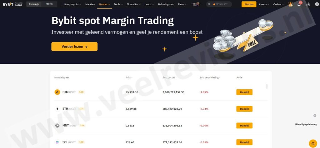 Op deze foto zie je het Bybit Spot Margin Trading in vergelijking met Bitvavo vs Bybit
