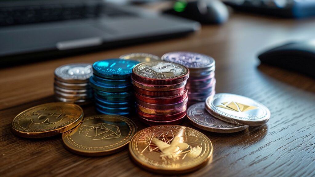 Op deze foto zie je cryptomunten