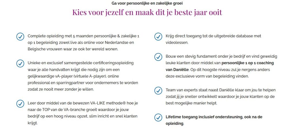 Op deze foto zie je de inhoud van de VA Business Academy